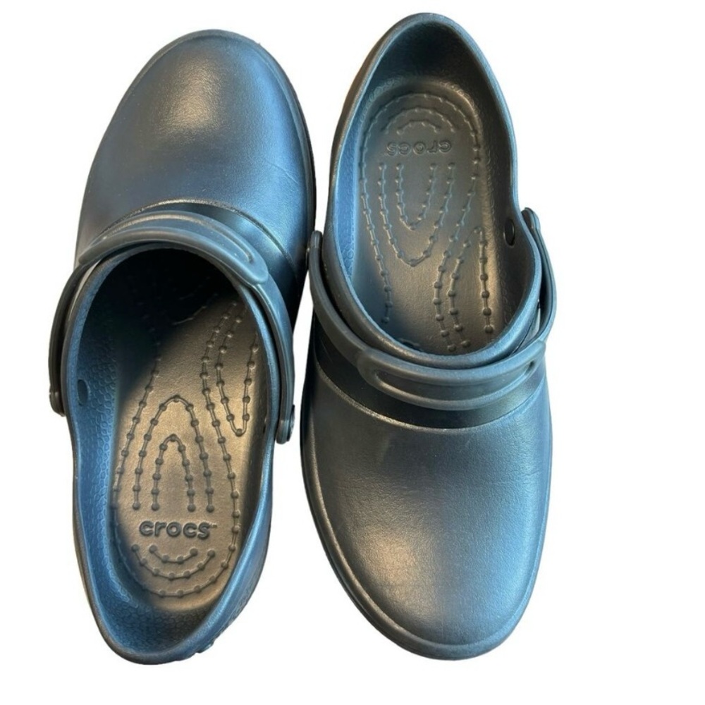 Crocs Mercy Rubber Clogs Women's Sz 8 Black Croslite Non-Slip Workwear